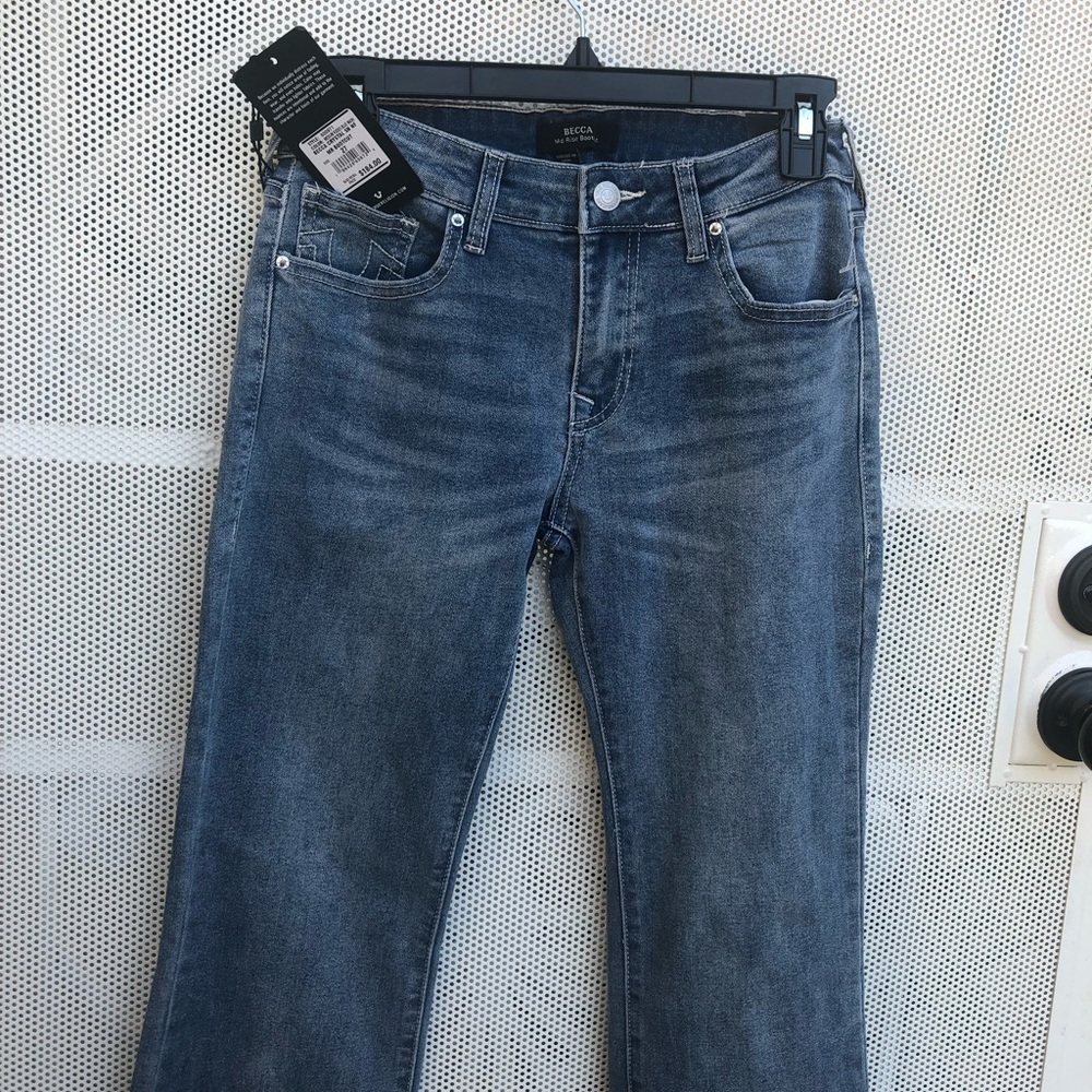 True Religion Mid Blue Bootcut Jeans with Amber Crystal Embellishment - Picture 10 of 11